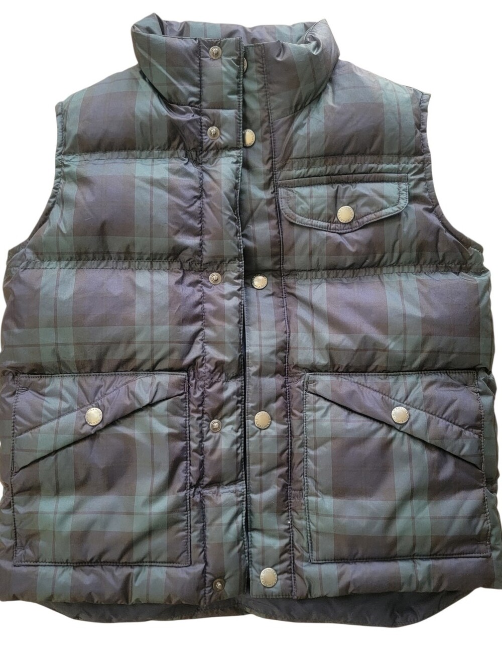 Lands' End Boys Down Puffer Vest Blackwatch Plaid Navy Green Size L (7) Unisex